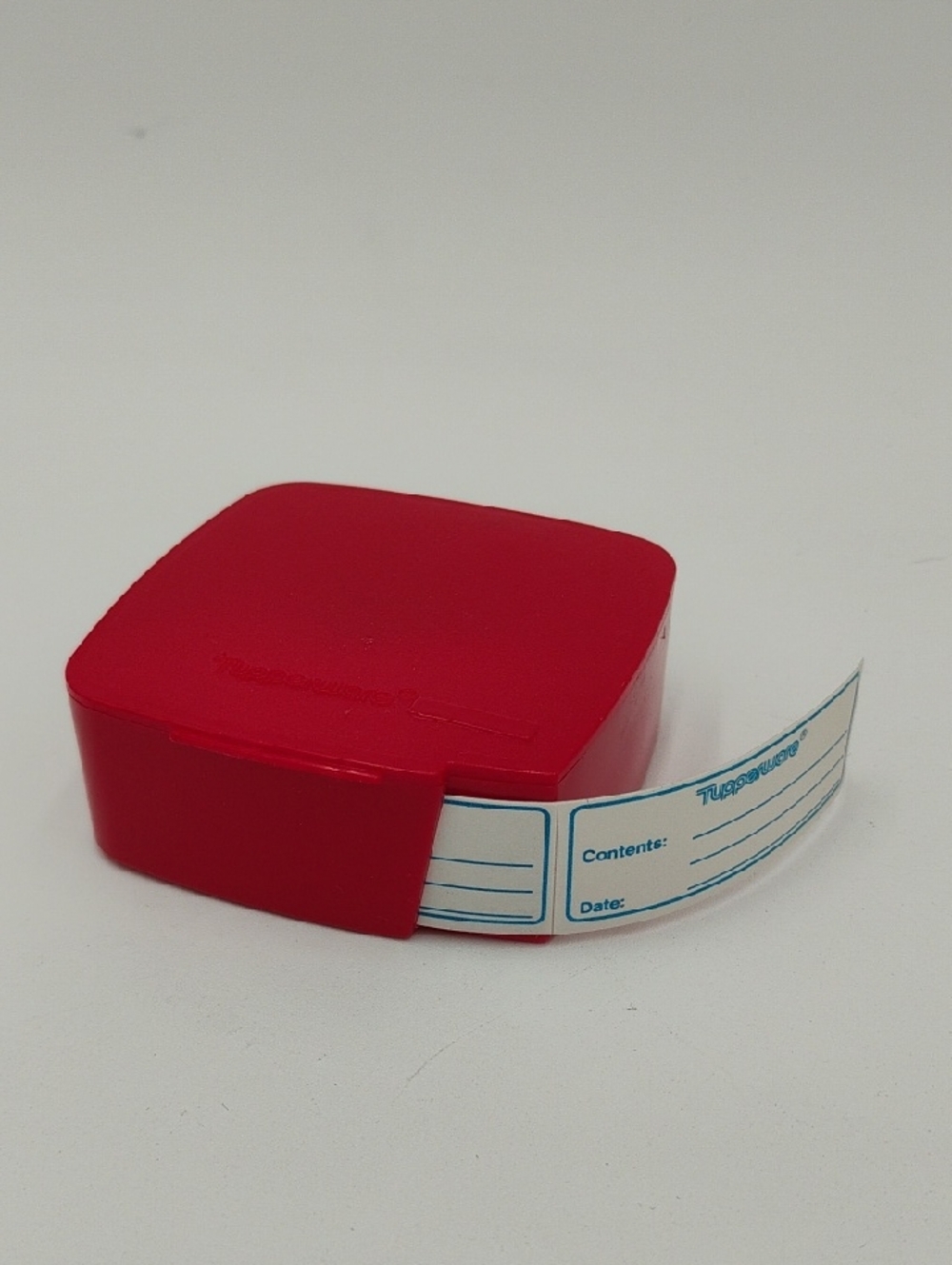 Red Tupperware Label Dispenser Vintage 1970s 1980s With Original Adhesive Labels